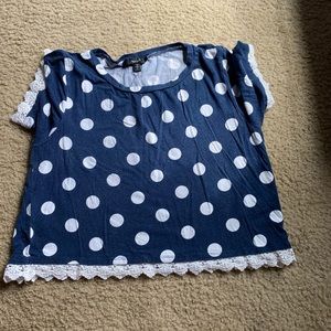 Navy blue polka dot crop top women’s medium